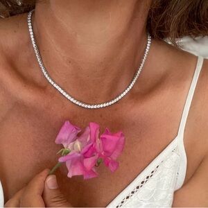 Tennis necklace, 3 mm stone tennis necklace, 925k sterling silver